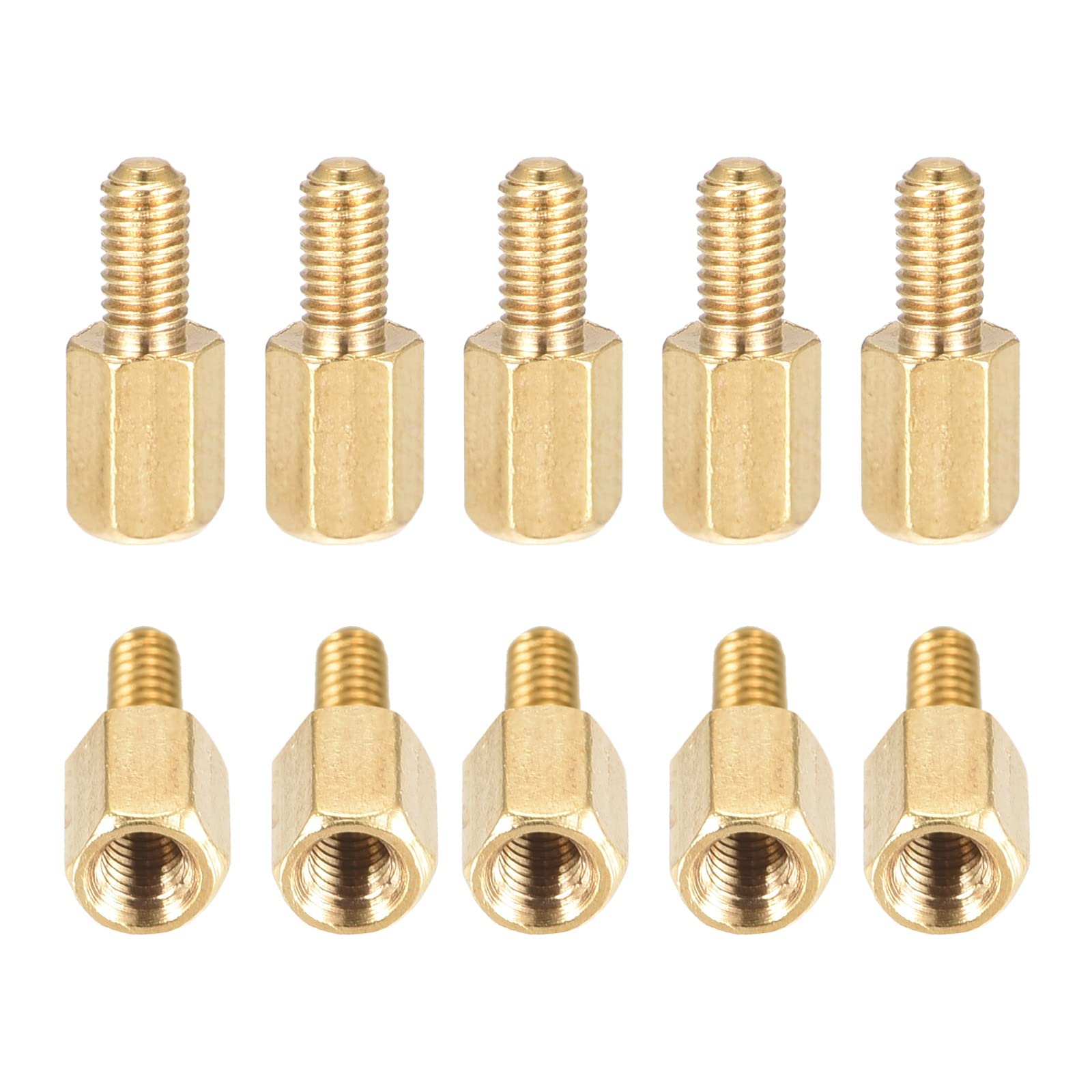 DTGN M3x6x6mm(DxHLxML) - Brass Hex Standoff -25Pack- Good for Electronic Machine - Male to Female Spacer Screw Nuts