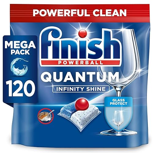 Finish Dishwasher Tablet, Quantum Infinity Shine, 120 Tablets, Fresh Scent, Powerful Clean & Shine Detergent Tabs, Tough on Grease Stains