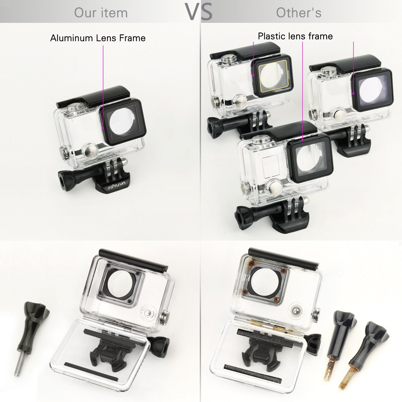 Camera Photo Underwater Transparent Red Up To 40 Meters 3 131 Feet Hero3 3 Soonsun Standard Protective Waterproof Dive Housing Case For Gopro Hero 4 Hero4 Black Silver Camera Electronics Fenz Si