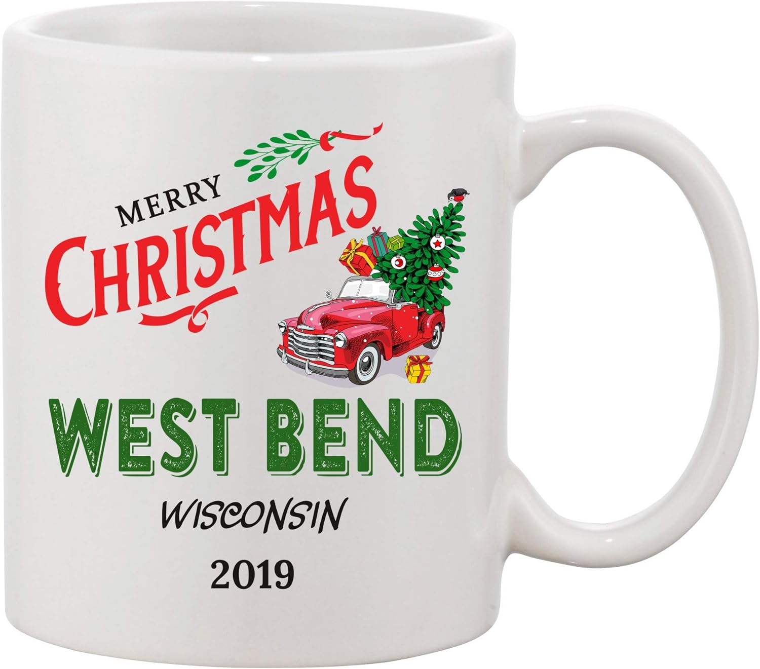 Merry Christmas 2019 Ceramic Mug West Bend Wisconsin State - Home Gift Housewarming Gift Home Mug Owner Gift Christmas Mug Decoration (New Home Mug 11 Oz)