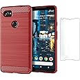 CruzerLite Case Compatible with Google Pixel 2 XL Case, Compatible with Pixel2 XL Case, Carbon Fiber Shock Absorption Slim Case Compatible with Google Pixel 2 XL(2017) Red