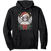 Christmas Sugar Skull Art Woman Santa Hat Festive Design Pullover Hoodie
