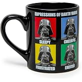 Silver Buffalo Star Wars Darth Vader Expressions Ceramic Coffee Mug, 14 Ounces, Black