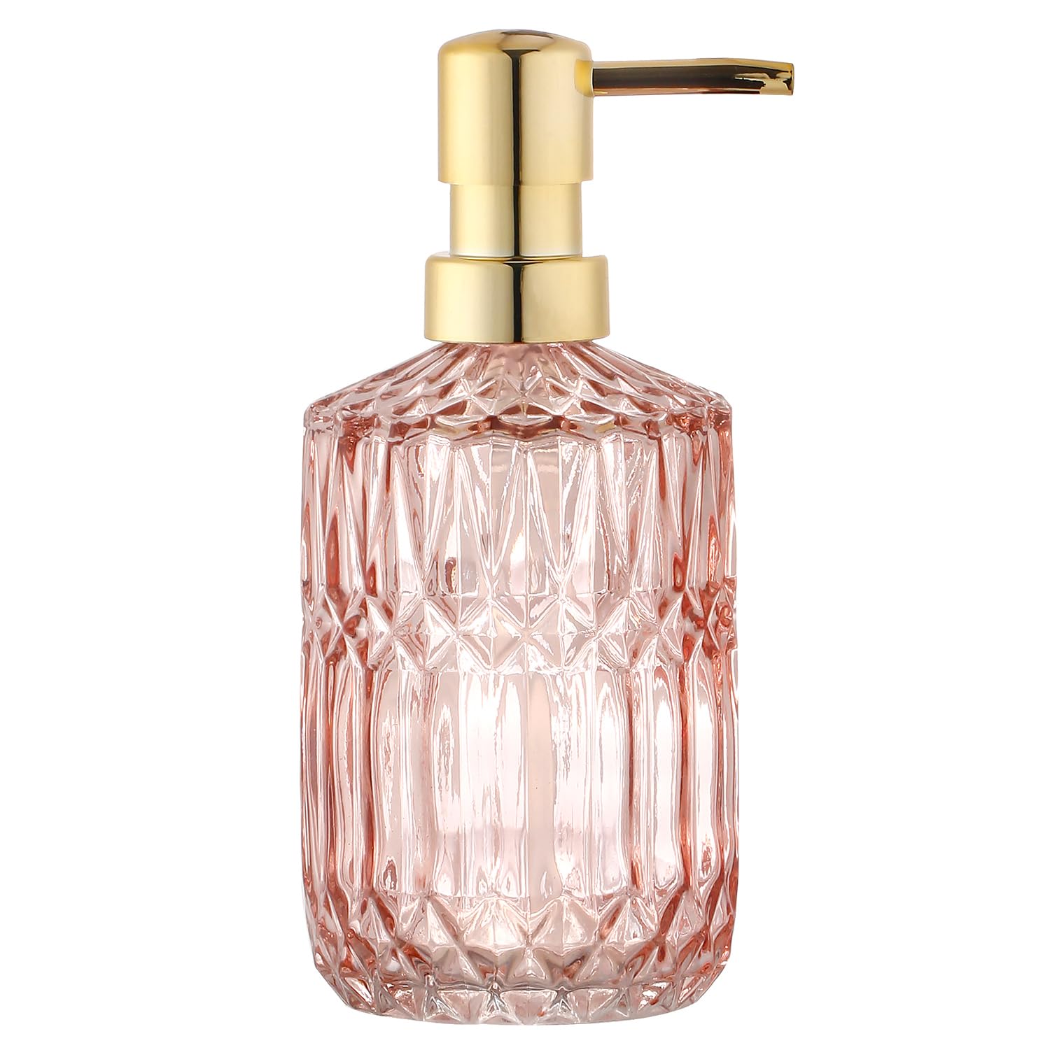 YunNasi Glass Soap Dispenser with Pump, Refillable Liquid Hand Soap Dish Soap Dispensers for Bathroom Counter, Kitchen Sink (Pink)