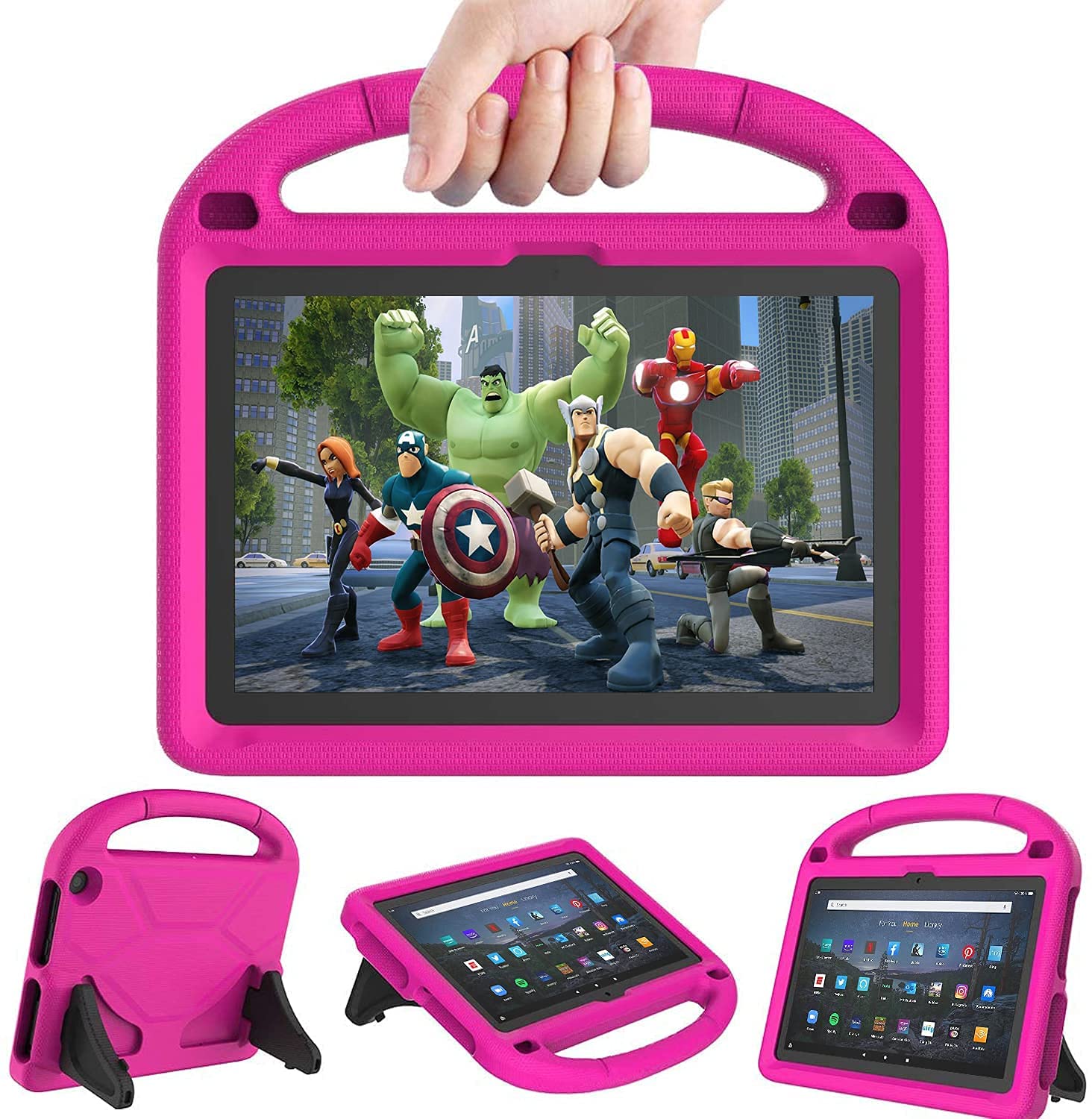 Fire HD 10 & Fire HD 10 Plus Case for Kids(11th/13th Generation, 2021/2023 Release) - Kricsertg Lightweight Shockproof Kid-Proof Cover with Stand for Fire HD 10 Kids Tablet & Kids Pro Tablet, Pink