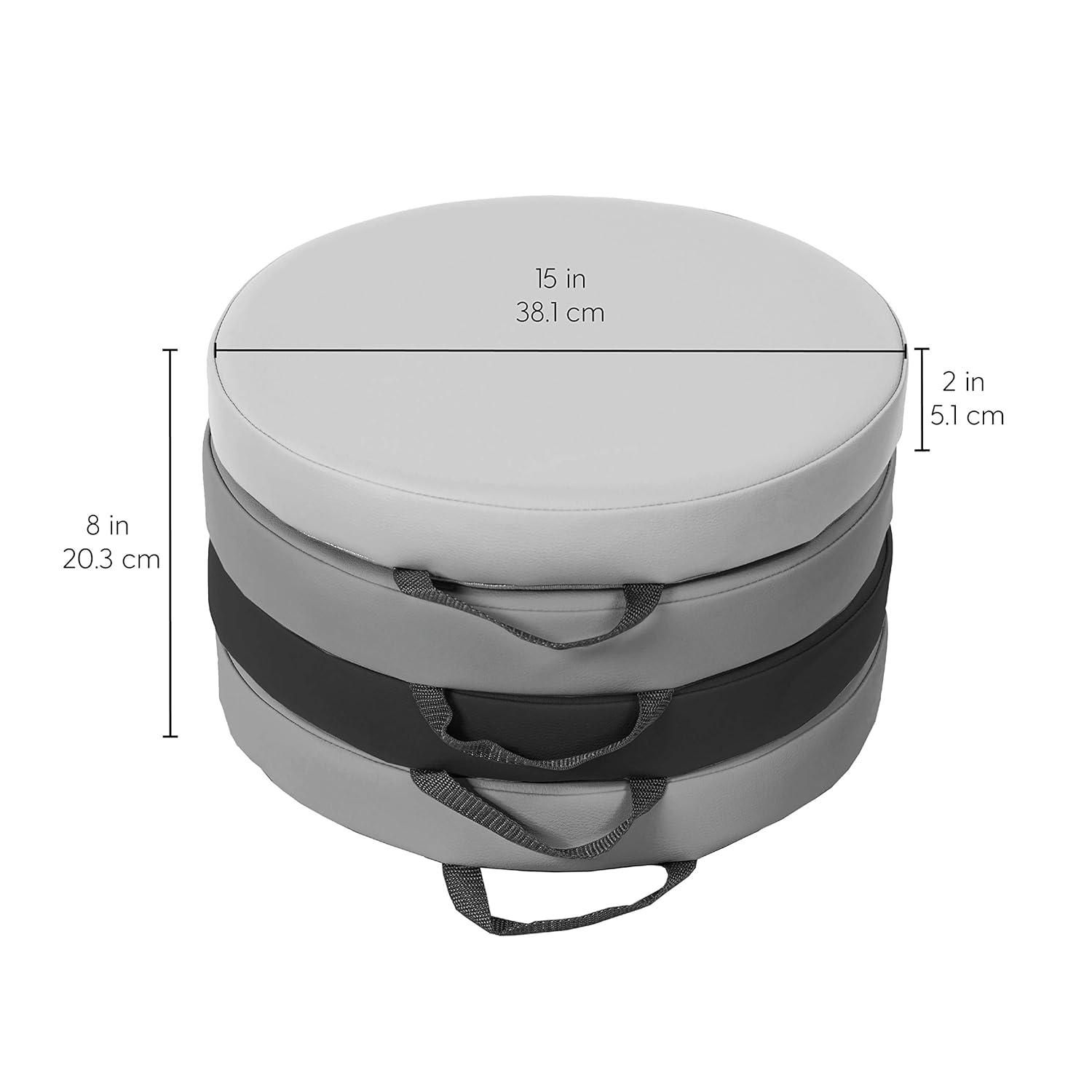 SoftScape 15 inch Round Floor Cushions with Handles; Flexible Seating for in-Home Distance Learning, Daycare, Preschool, Classroom; 2 inch Thick Deluxe Foam (4-Piece) - Navy/Powder Blue: Industrial & Scientific