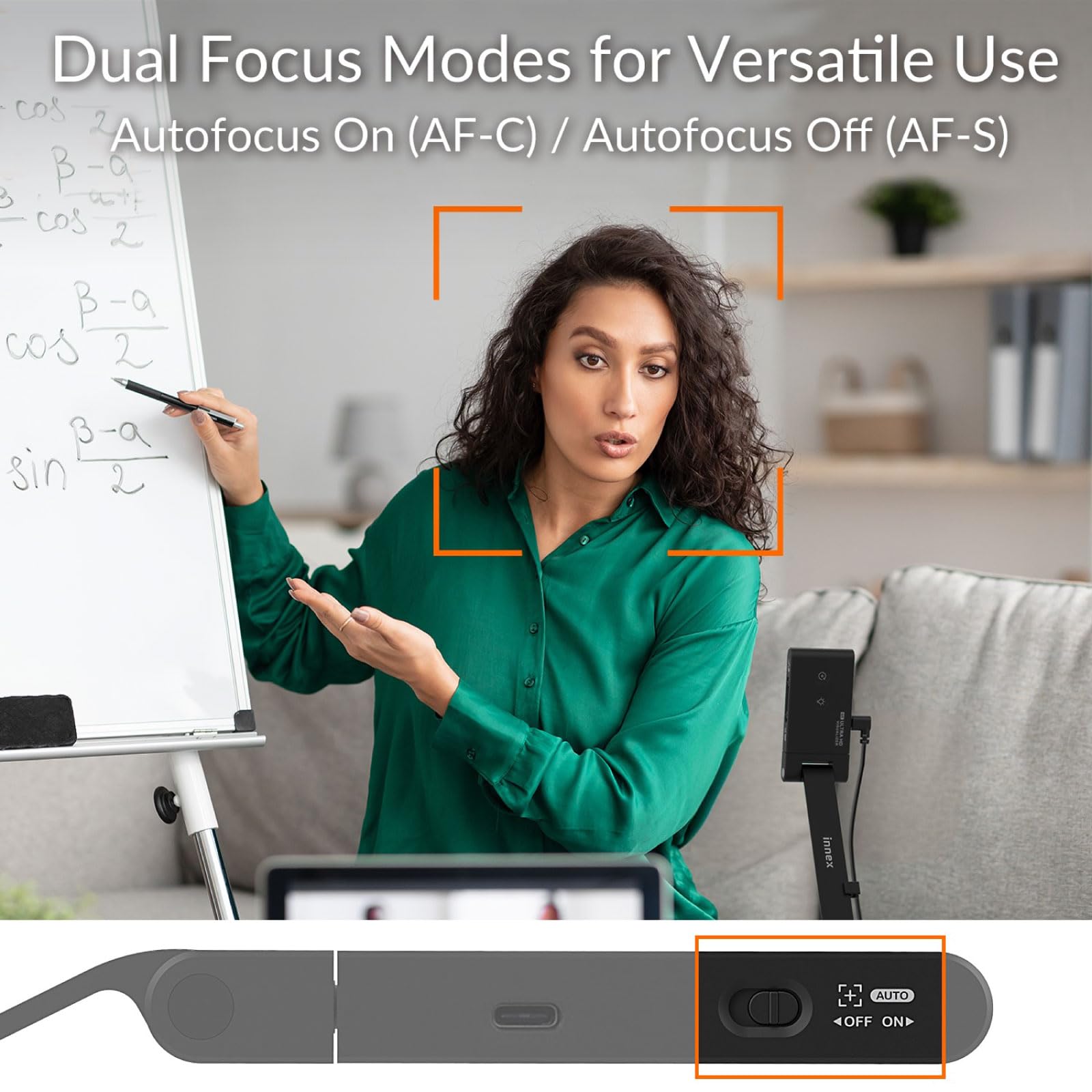 Innex DC500 13MP 4K USB Document Camera, Webcam & Scanner, 3-in-1, 13MP, Noise-Cancelling Mic, Dual Autofocus, Auto Flip, Built-in LED lamp, OCR, Win, Mac, Chromebook, Distance Education, Meetings