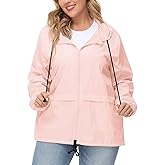 Avoogue Plus Size Raincoat Women Waterproof Rain Jacket Packable Outdoor Hooded Windbreaker