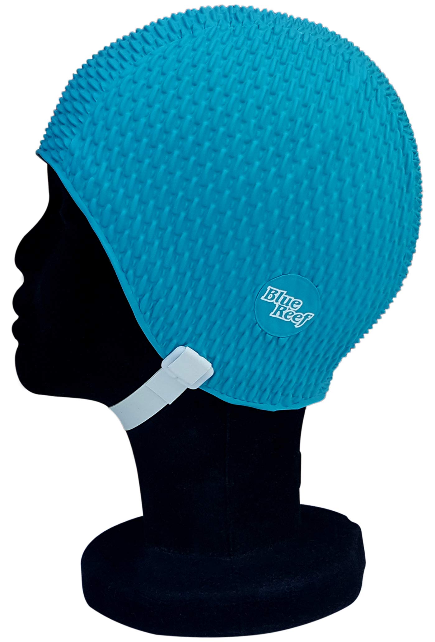 Blue Reef Bubble Pimple Effect Single Solid Colour Ladies Classic Retro Swimming Hat Swim Cap One Size Average Adults With Adjustable Strap (Teal)