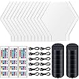 Riakrum 12 Pieces LED Light Base with Clear Acrylic Sheet 3D Night LED Lamp Display Base 16 Colors and 4 Modes Remote Control USB Cable for DIY Craft Room Bar Gift Lamp Light Set (Hexagon Sheet)