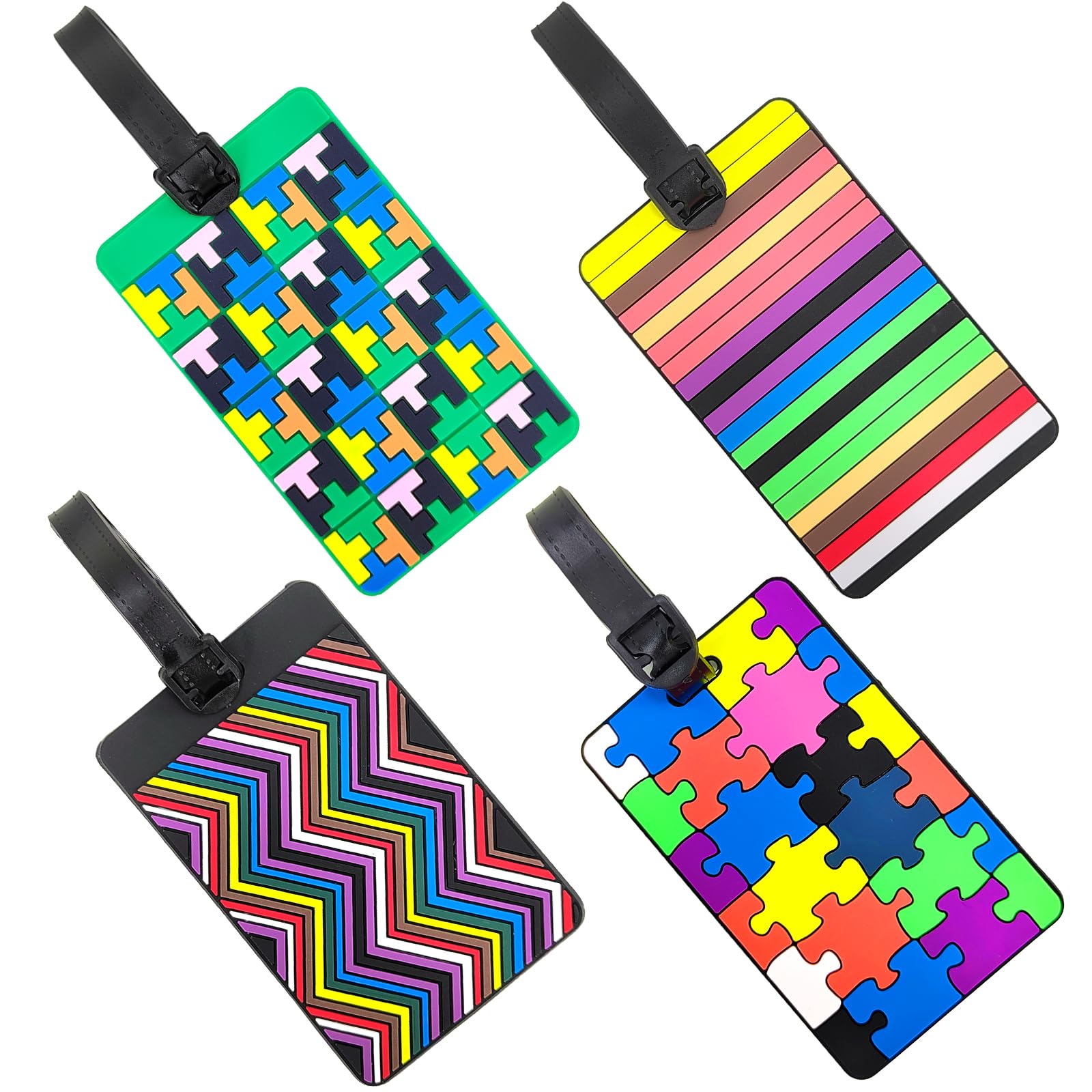 EQLEF Set of 4 Lovely Secure Luggage Tags PVC Suitcase Labels Travel Luggage Tags for Suitcase Colorful Business Card Holder/Travel ID Bag Tag