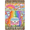 Xiddxu Vintage Tin Metal Sign Hippie Every Little Thing is Gonna Be Alright Decor Poster Wall Art Decor Kitchen for Home Cafes Sign 6x8 Inch Plaque