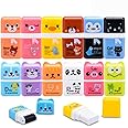Sooez 12 Pack Pencil Erasers, Cute Erasers Pencil Eraser with Clean up Roller Pencil Eraser Shaving Roller Case Erasers for P