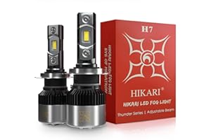 HIKARI WINGS Hikari H7 LED Fog Light Bulbs,12000LM, High Lumens LED Kit,30W Thunder LED Equivalent to 80W Ordinary LED, CANBUS Ready, Halogen Upgrade Replacement,6000K White