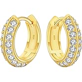 KRKC&CO Moissanite Hoops Earrings for Men, D Color, VVS1, S925 Sterling Silver, Gold Plated Hoops, Brilliant Round For Him, 𝐅𝐚𝐭𝐡𝐞𝐫𝐬 𝐃𝐚𝐲 𝐆𝐢𝐟𝐭 𝐟𝐨𝐫 𝐃𝐚𝐝