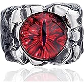 ELFASIO Men Stainless Steel Rings The Devil Dragon eye/Eyes of Hell Demon Red/Blue/Purple/Green Biker Vintage Ring Size 8-15