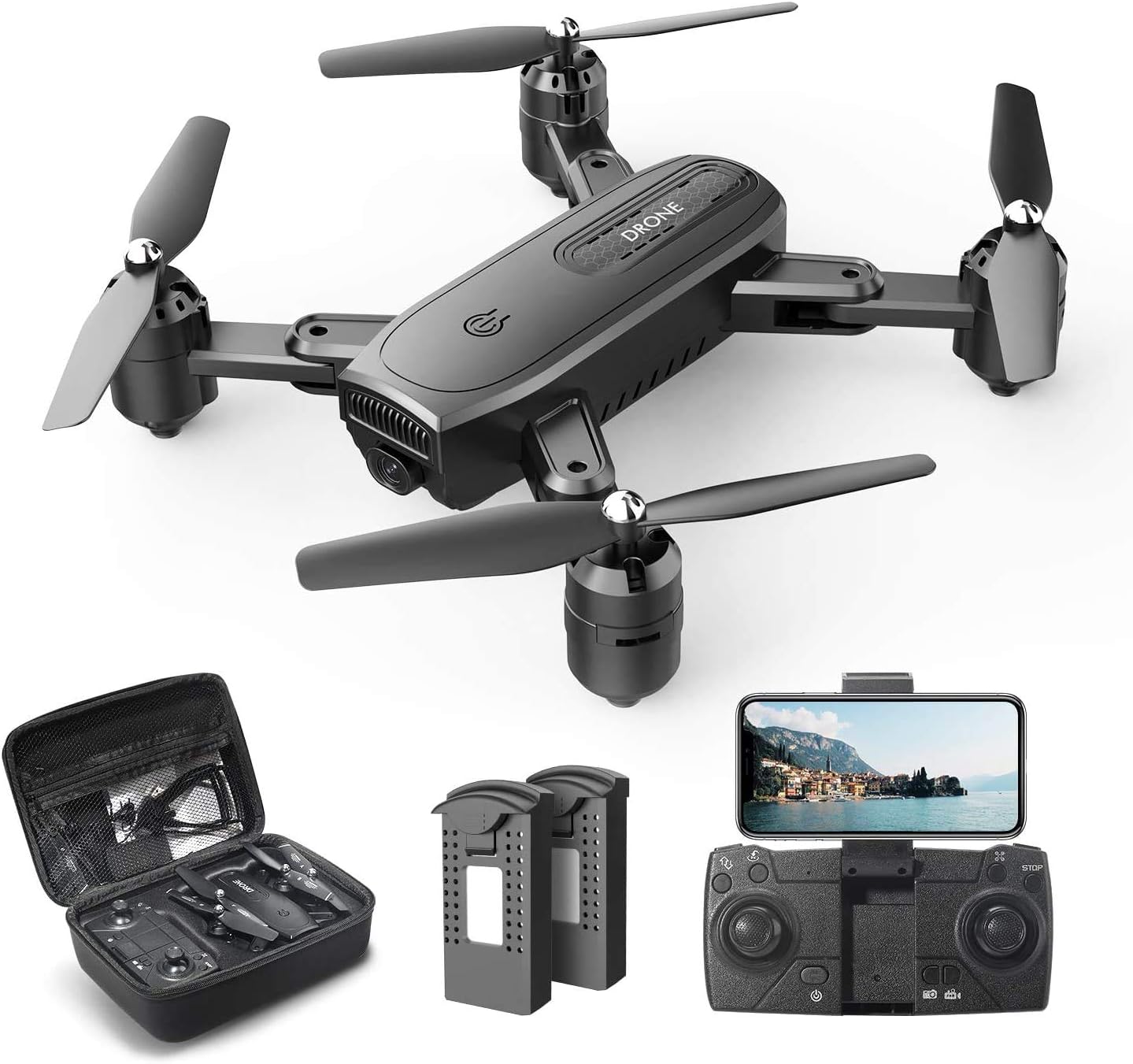 DEERC D30 Foldable Drone with 1080P FPV HD Camera for Adults, RC Quadcopter with Tap Fly