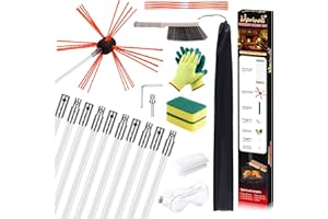 Morinoli 33 Feet Chimney Sweep Kit, Chrome Button Locking System, Chimney Cleaning Kit, Chimney Brush, Chimney Cleaning Tool, Chimney Cleaning System with 10 Flexible Chimney Rods