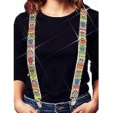 BODIY Halloween Men's Suspenders Colorful Skull Suspenders Day of the Dead Accessories for Men and Women