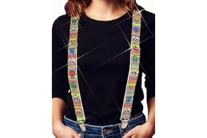 BODIY Halloween Men's Suspenders Colorful Skull Suspenders Day of the Dead Accessories for Men and Women