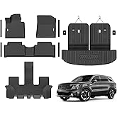 Floor Mats for 2021-2026 Kia Sorento 6&7 Seats (not for Hybrid) Trunk Mat with Backrest Mat All Weather TPE Rubber Cargo Liner Back Seat Cover 3rd Row for 2026 Kia Sorento Accessories