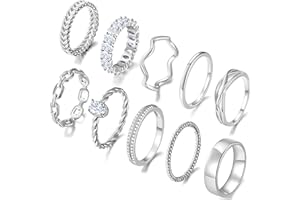 PLOMFOV Gold Plated Stackable Rings - Wedding Bands & Eternity Rings, Dainty 14K Gold Plated, Thin & Simple, Trendy Thumb Stacking Ring Pack (Size 12/11/10/9/8/7/6/5/4)