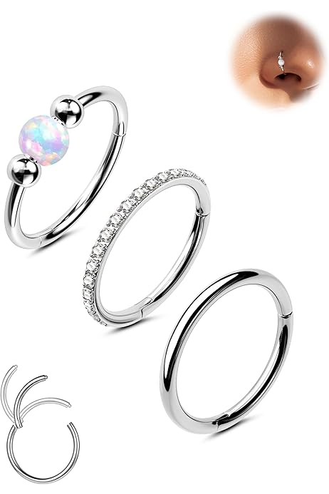 Surgical Steel Nose Ring Hoop Amazon Rook Piercing Jewelry 18G
