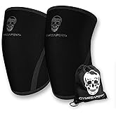 Gymreapers Knee Sleeves (1 Pair) With Gym Bag - IPF Approved - Knee Compression Sleeve Support for Squats, Weightlifting, and Powerlifting 7MM Neoprene Sleeves - 1 Year Warranty (Black/Black, Medium)