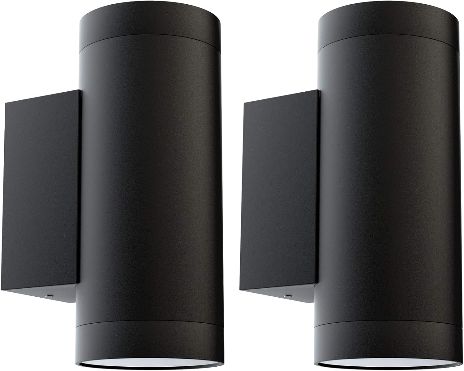 Klighten 2 pcs Black Outdoor Wall Light IP65 Up Down Outside Wall Lighting Modern Aluminum Wall Lamp for Garden Entrance Corridor Courtyard Socket GU10