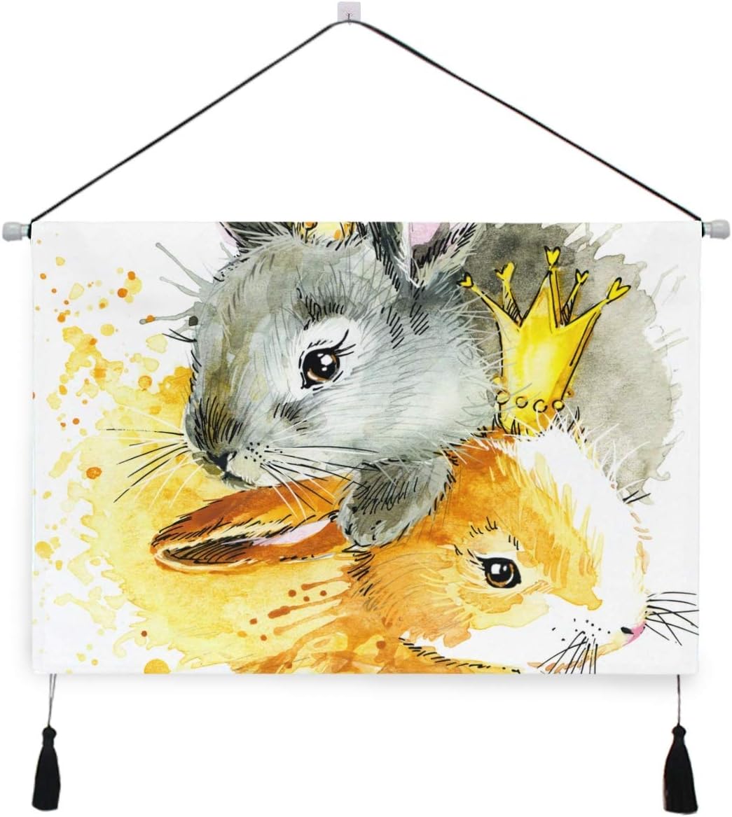 Amazon Co Jp Miscery タペストリー 面白いバニーかわいいウサギ水彩イラスト 壁掛けタペストリー壁画 壁飾り 家 リビングルーム ベッドルーム 部屋 おしゃれ飾り モダンなアート ホーム キッチン