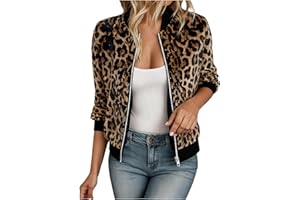 Leopard Print Jackets for Women Bomber Jacket Varsity Casual Lightweight Fall Fashion Zip Up Cropped Y2k Outerwear