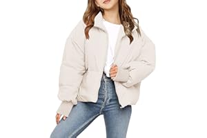 rrhss Girls Winter Long Sleeve Zip Puffer Jacket Kids Baggy Short Down Coats