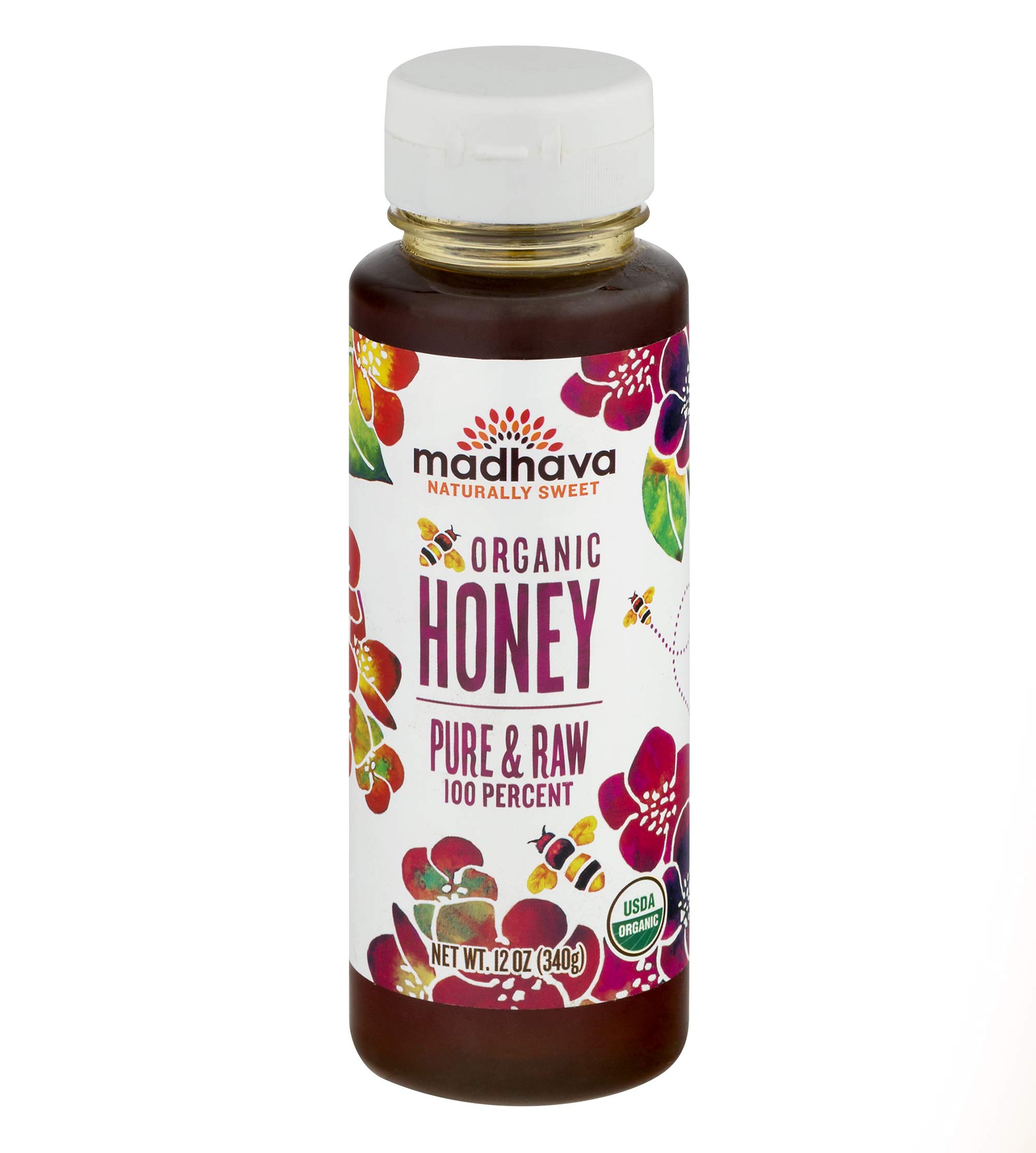 Madhava Organic Pure Honey Squeeze, 12 Ounce, 6 Count - PACKAGING MAY VARY