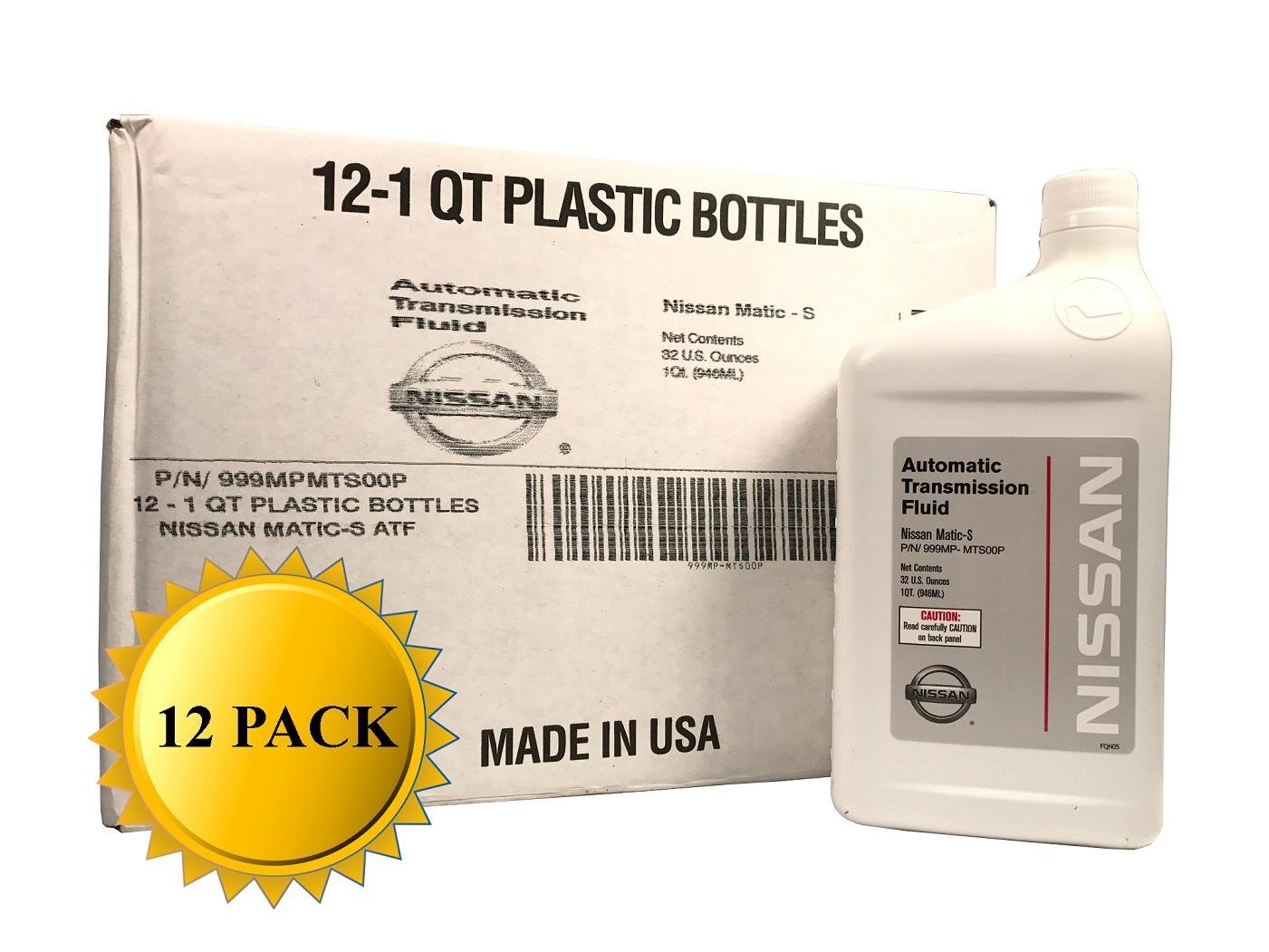 Amazon.com: Genuine Nissan OEM Matic-S Transmission Fluid 999MP-MTS00P (12  Quarts): Automotive