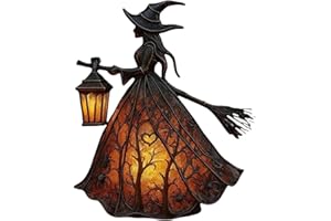 Halloween Lamp Gothic Witch Statue Lamp Resin Halloween Witch Decor for Living Room Table Centerpieces 7.1x6.3x4.5 inch Statu