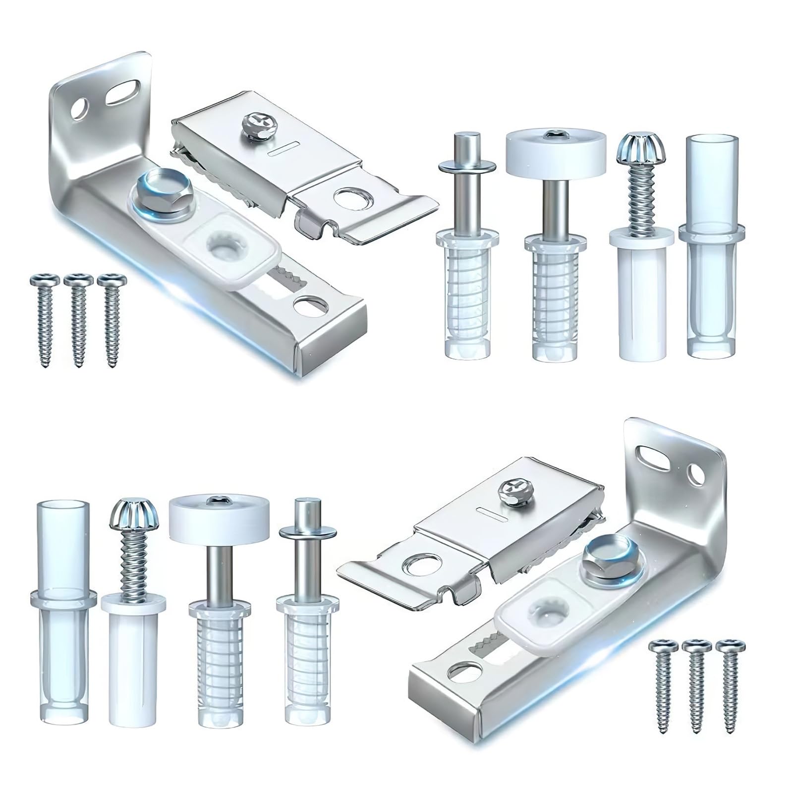 Professional Bi-Fold Door Hardware Repair Kit, 2 Piece Set Folding Door Replacement Parts - Includes Top Bottom Pivots, Bracket, and Guide Wheel for 7/8inch to 1inch Track