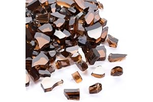 vchin 10 Pounds Fire Pit Glass, Copper Reflective Tempered Glass Rocks, High Luster, Fit for Natural and Propane Fire Pit Table, Fireplace and Landscaping