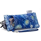 Face Shadow Double Glasses Case Soft Eyeglass Case For Women Men Squeeze Top Sunglasses Case With Cleaning Cloth