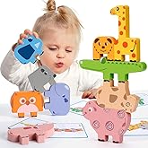 Montessori Toys for 2 3 4 Year Old, 10pcs Wooden Animal Blocks Sorting & Stacking Toys for 2-4 Year Old Toddlers Girl Boy Gif