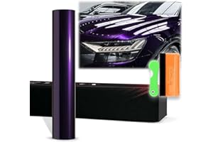 EZAUTO WRAP 12"x60" (1FTx5FT) Midnight Purple PET Super Gloss Metallic High Glossy Vinyl Wrap Auto Car Sticker Decal Film Sheet Bubble Free Air Release Technology with Tool Kit