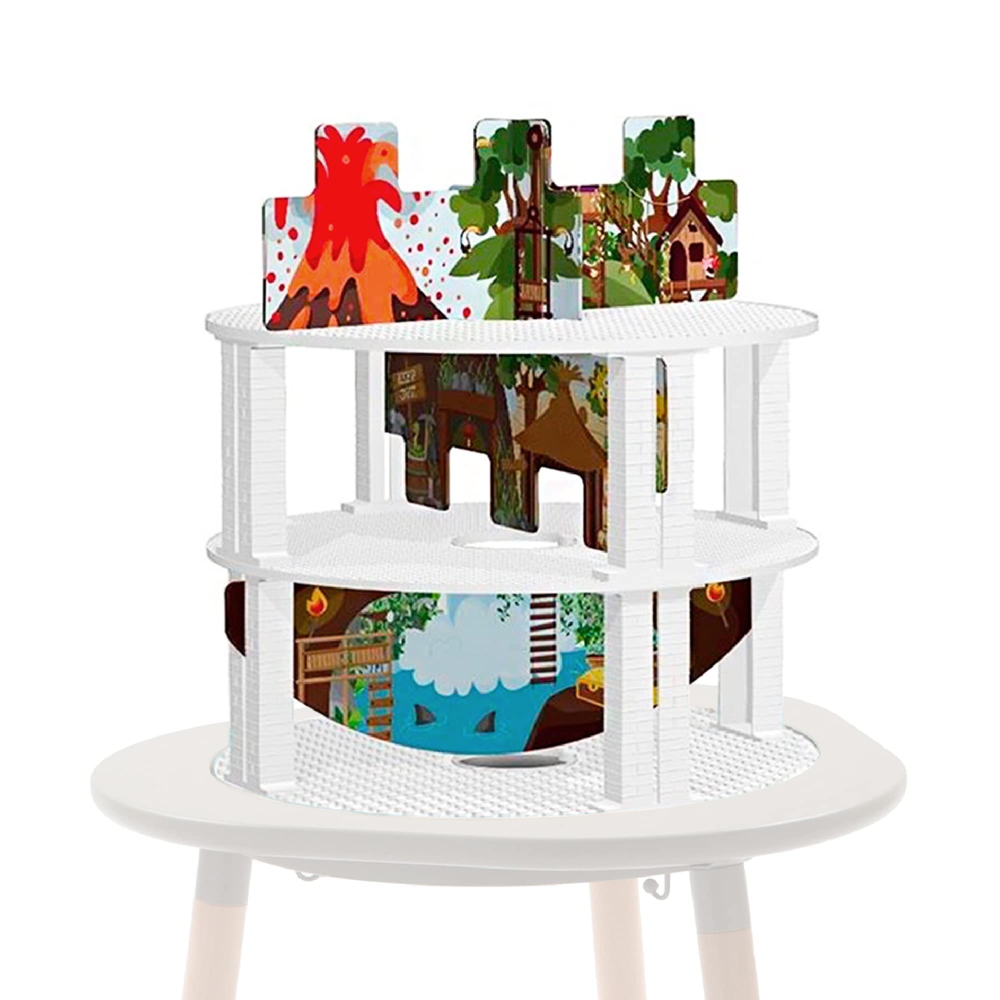 Stokke MuTable Bricks Tower Scenario, Nature - Three Levels & Six Natural Landscape Scenes Including Mountains, Trees & a River - Tool-Free Assembly - For Ages 3+