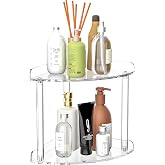 Sezanrpt 2 Tier Countertop Corner Organizer Shelf 7x7x8 Inch, Acrylic Bathroom Organizer Corner Shelf for Countertop, Clear Vanity Storage Organizer for Skincare, Cosmetics, Perfume