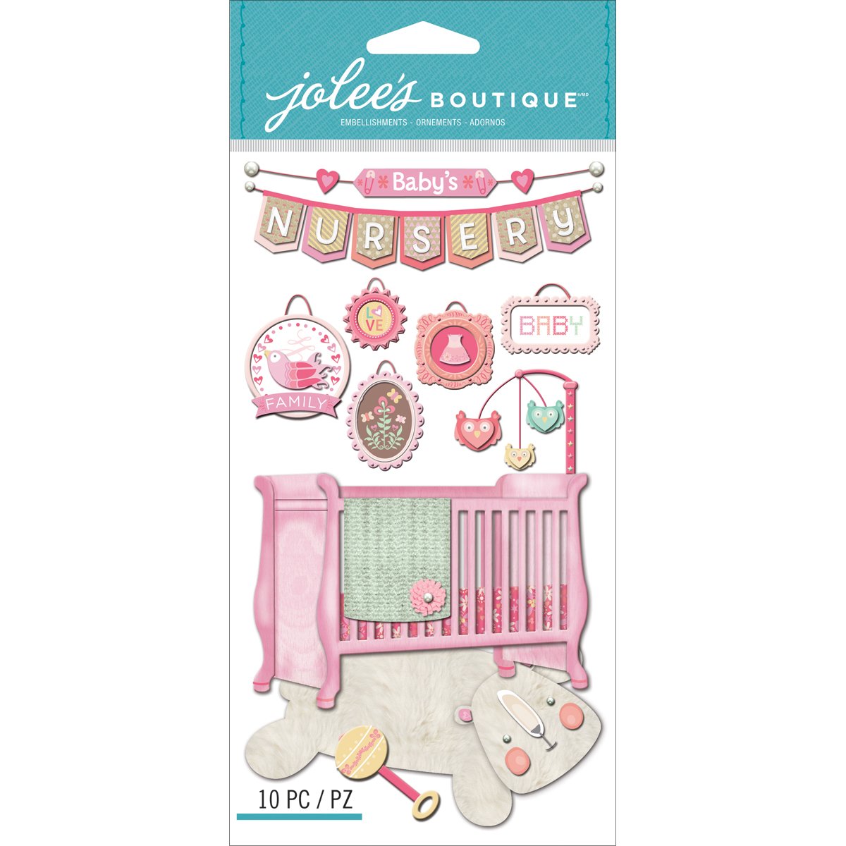 Jolees Boutique Dimensional Stickers, Baby Girl Nursery