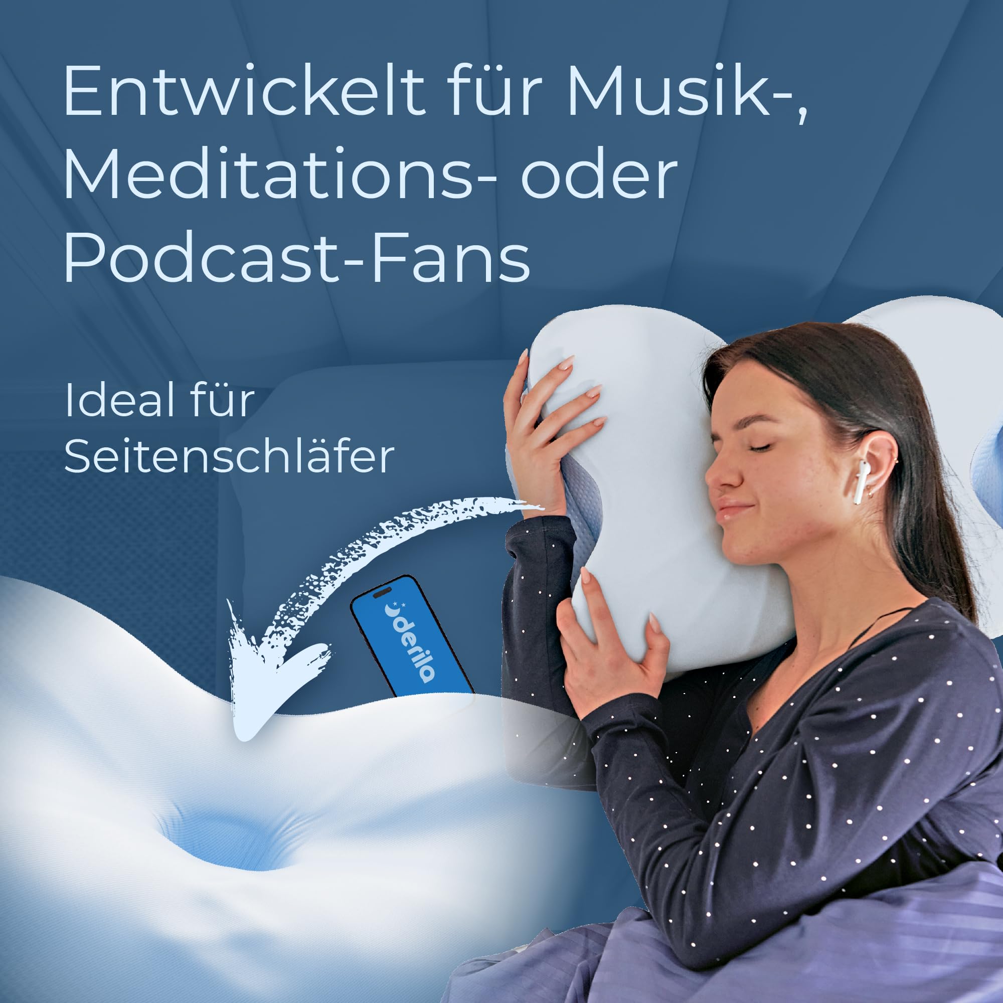 Derila Ergo Kopfkissen, Memory Foam Nackenkissen, Seitenschläferkissen & Schmetterlingskissen für Seiten, Rücken & Bauchschläfer (1er Pack) 5
