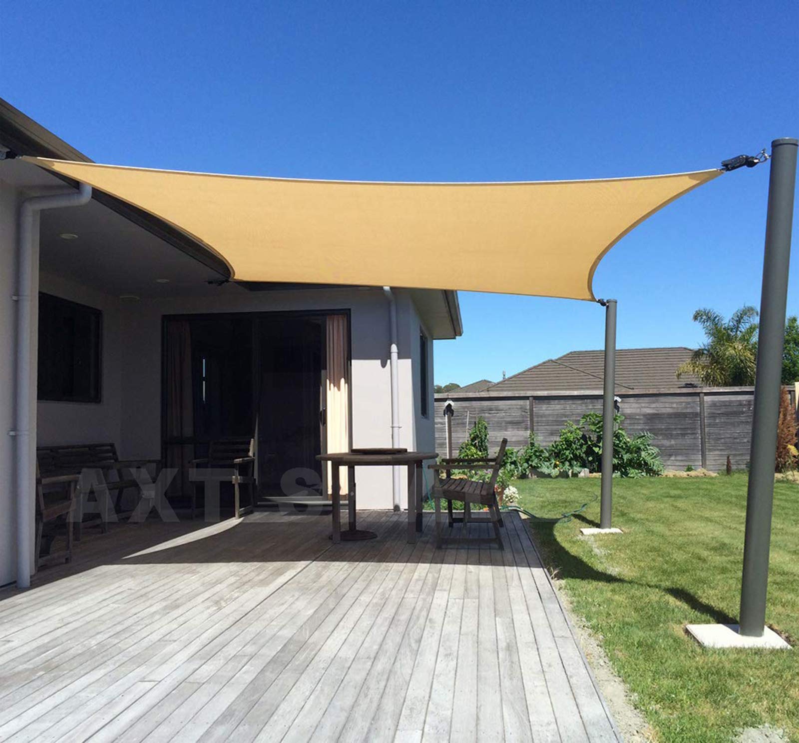 AXT SHADE Sun Shade Sail 4x5m Rectangle UV Block Canopy Awning for Patio Outdoor Garden Backyard -Sand