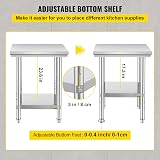 KITGARN Stainless Steel Work Table 24x24x31 Inch Commercial Kitchen Prep NSF view 7