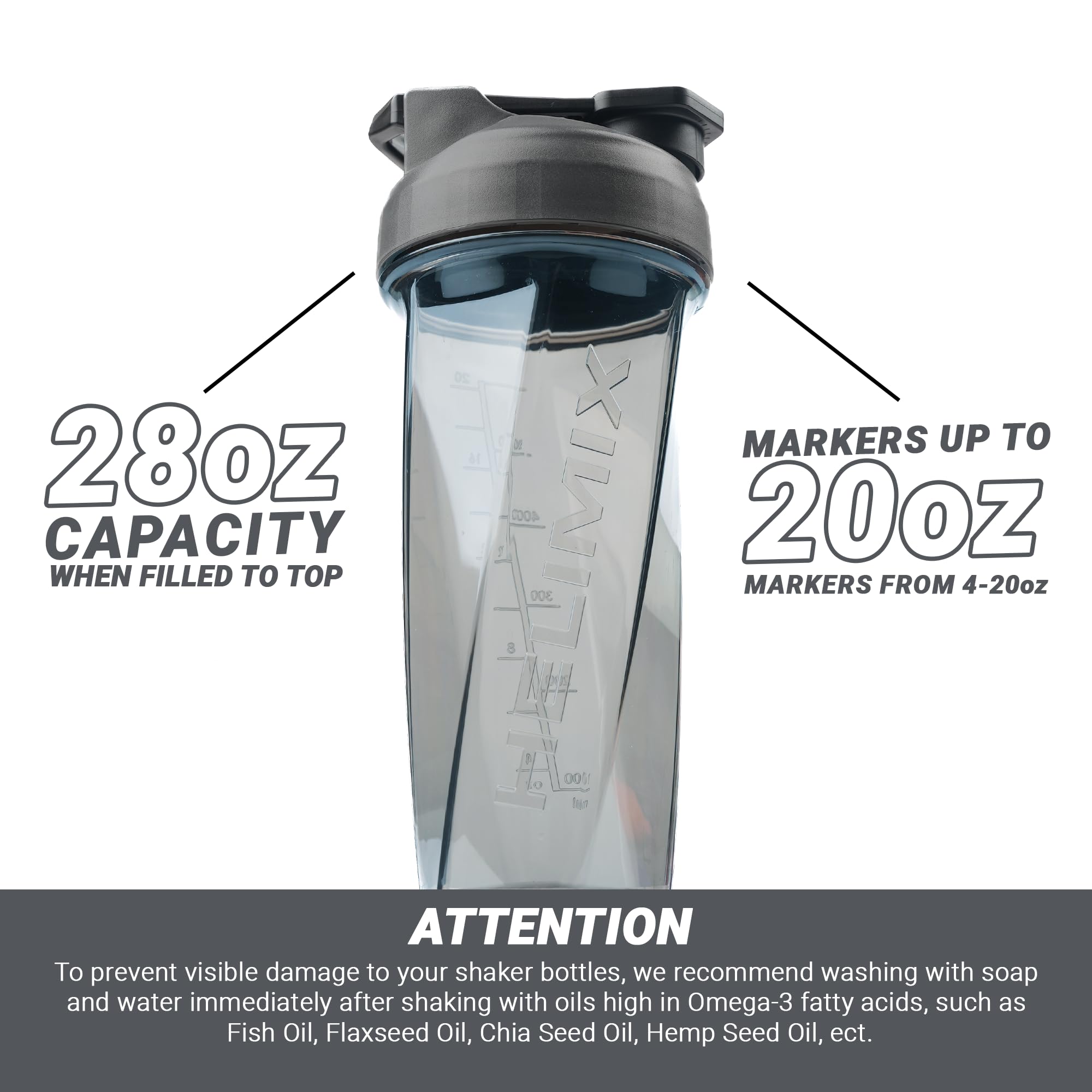 HELIMIX 2.0 Vortex Blender Shaker Bottle 28oz - No Blending Ball | USA Made | No Blending Ball | Mixes Cocktails Smoothies | Portable Protein Shaker | Top Rack Safe