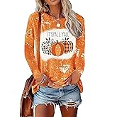 Womens Fall Fashion Plus Size Halloween Shirts Thanksgiving Pumpkin Graphic Tees Tops Holiday Outfits Clothes for Teen Girls