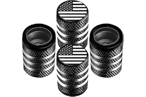 JiiinMiiin American Flag Tire Valve Stem Caps Covers - 4 Pack Upgraded Anodized Aluminum Tire Air Caps, 100% Corrosion Resistant & Leak-Proof, Universal Fit, Black
