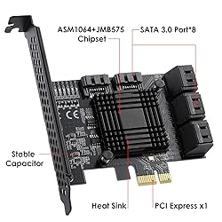 MZHOU PCIe SATA Card 8 Port, with 8 SATA Cables and